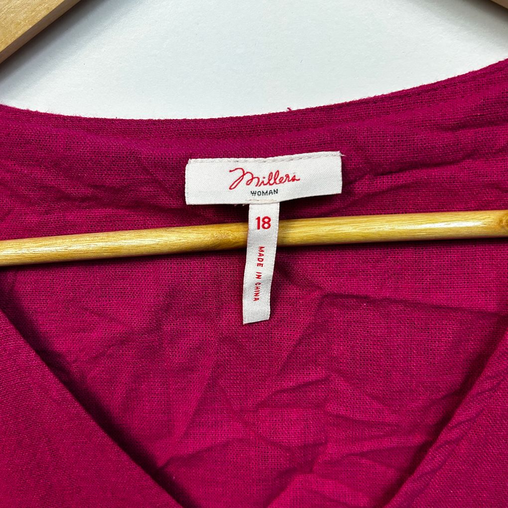 Millers Magenta Plus Size Cotton Dress - Size 18