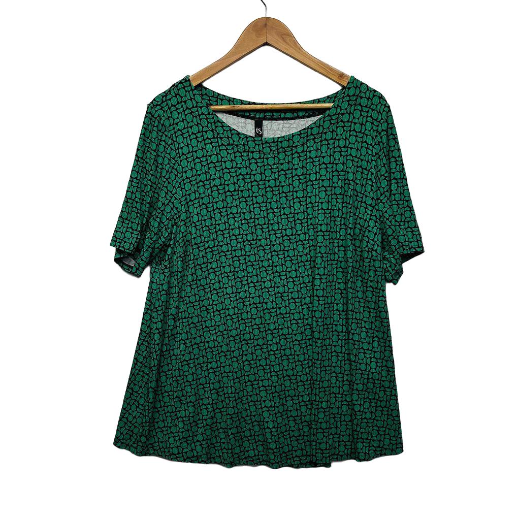 Taking Shape Green Geometric Print Top - Size 18