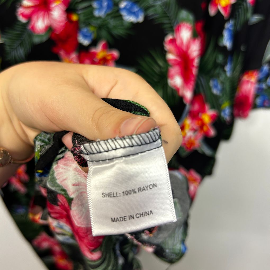 Short Sleeve Black Floral Dress- Size 24/26