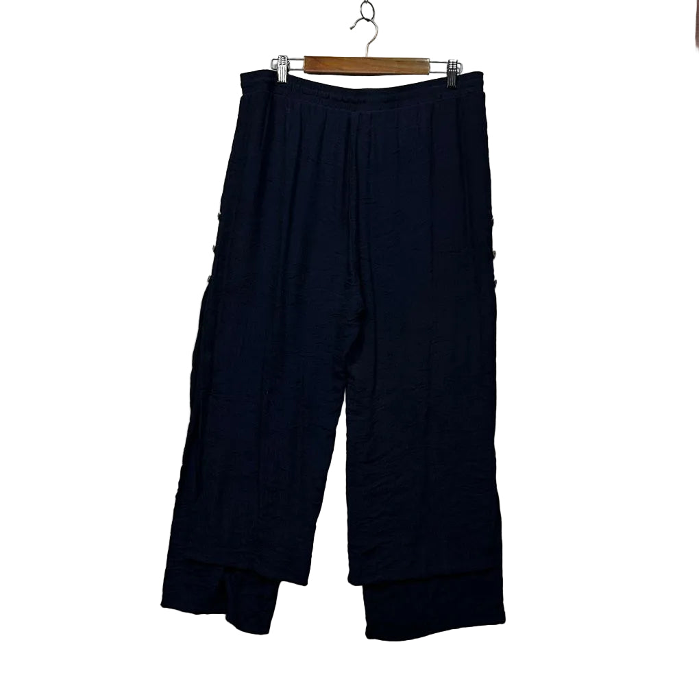 Missy Q Navy Layered Cotton Pants - Size 16