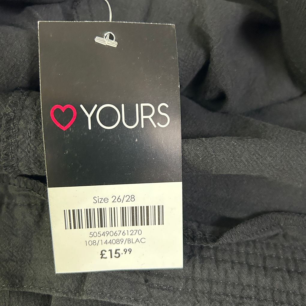 Yours Black Plus Size Cotton Shorts - Size 26/28