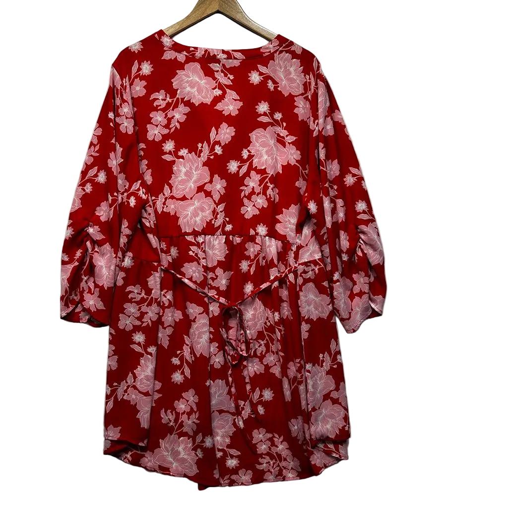 Autograph Red Floral Dress - Size 22