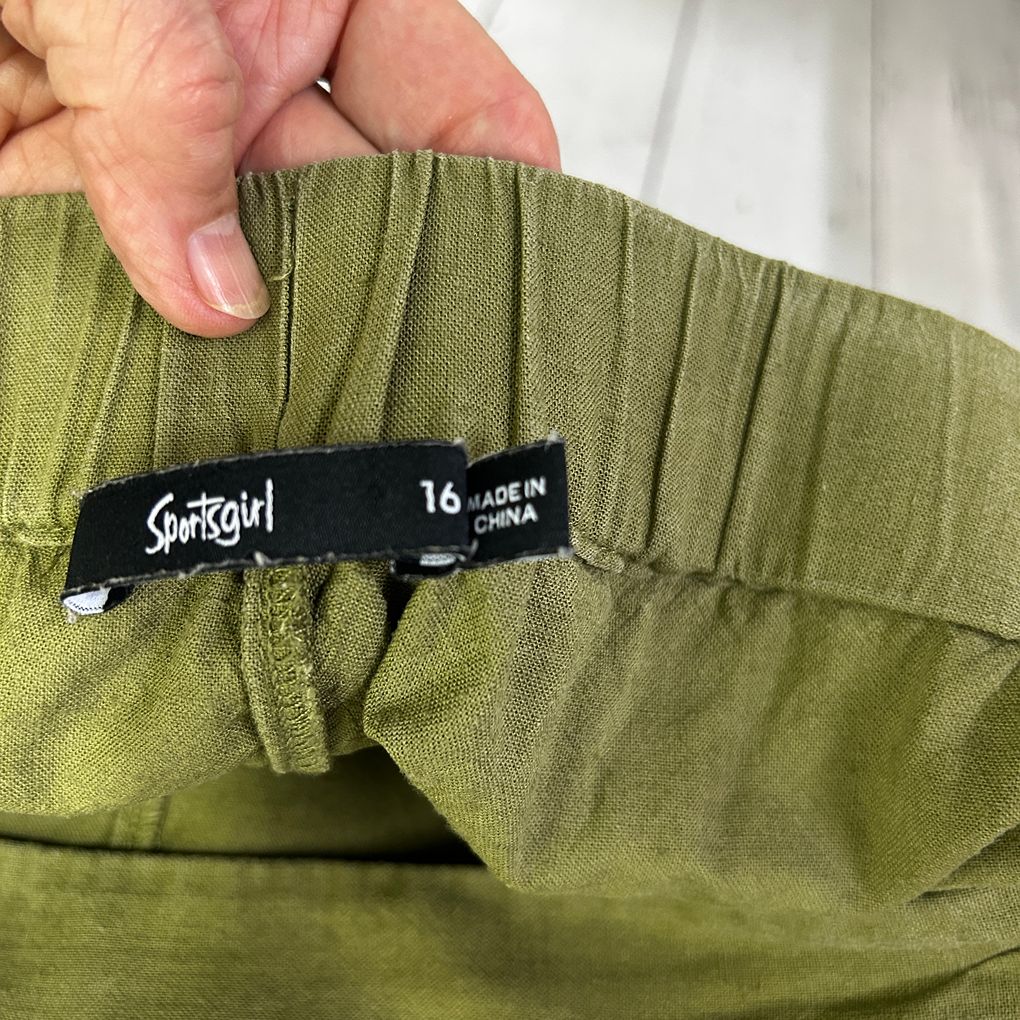 Sportsgirl Green Linen Pants - Size 16