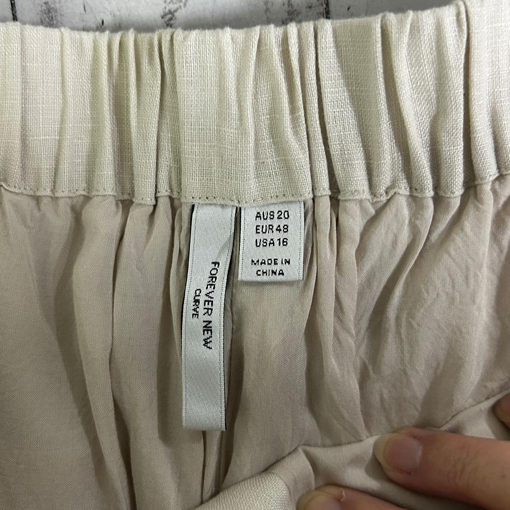 Forever New Beige Linen Pants - Size 20