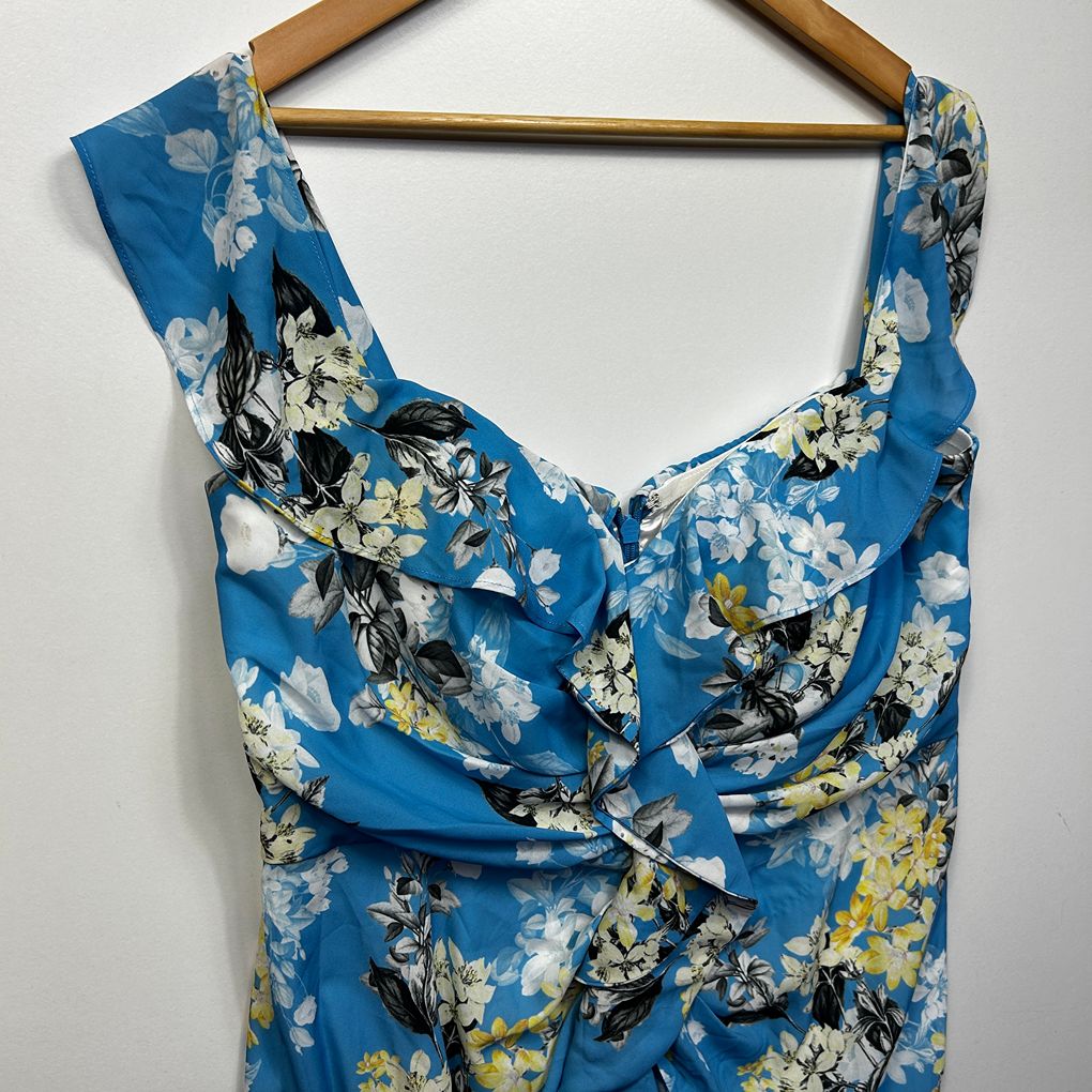 City Chic Blue Floral Plus Size Dress - Size S/16