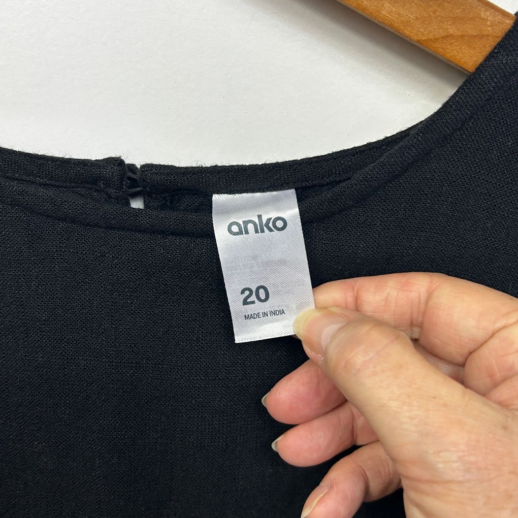 Anko Black Linen Top - Size 20