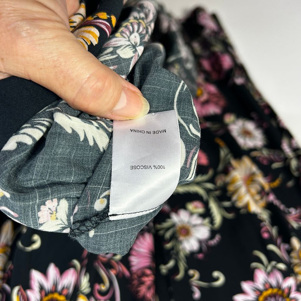 Virtuelle Black Floral Dress - Size 14
