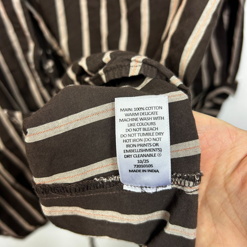 Target Chocolate Striped Cotton Shirt - Size 16