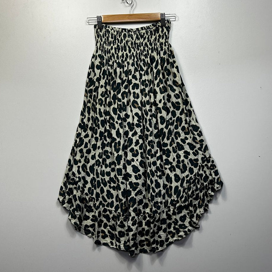 Sundrenched Cream Leopard Print Hi Low Maxi Skirt - Size 8-16