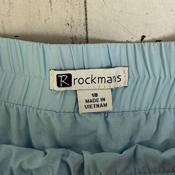 Rockmans Blue Embroidered Broderie Cotton Tiered Midi Skirt - Size 18