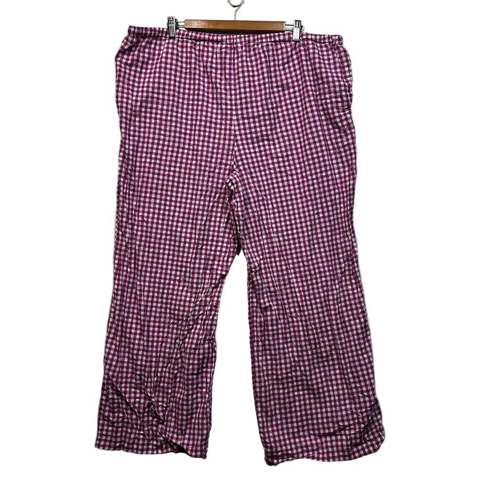 Henry Oscar Pink Gingham Check Cotton Pants - Size 20