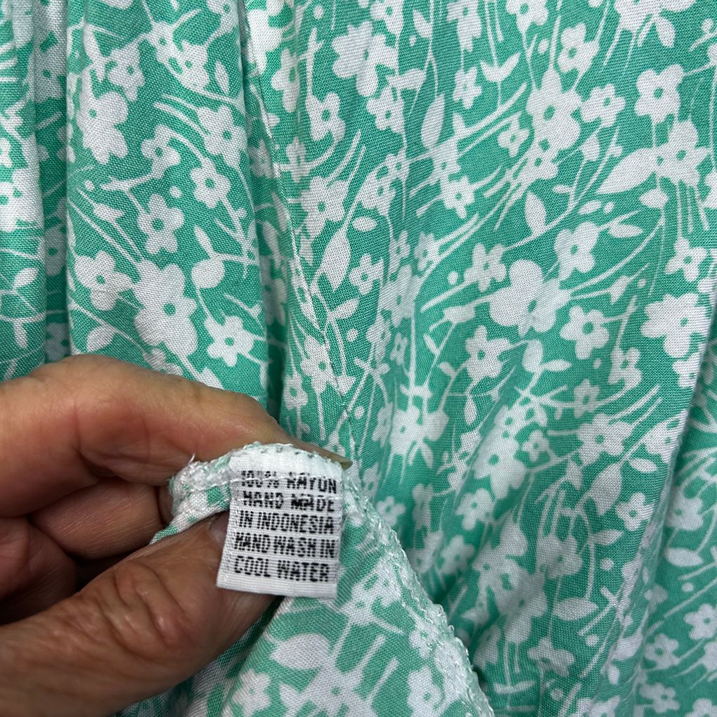 Piyama Green Floral Bell Sleeve Top - Size XL