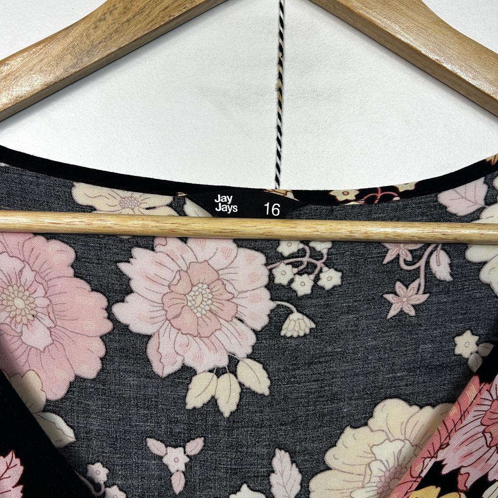 Jay Jays Black Floral Boho Maxi Dress - Size 16