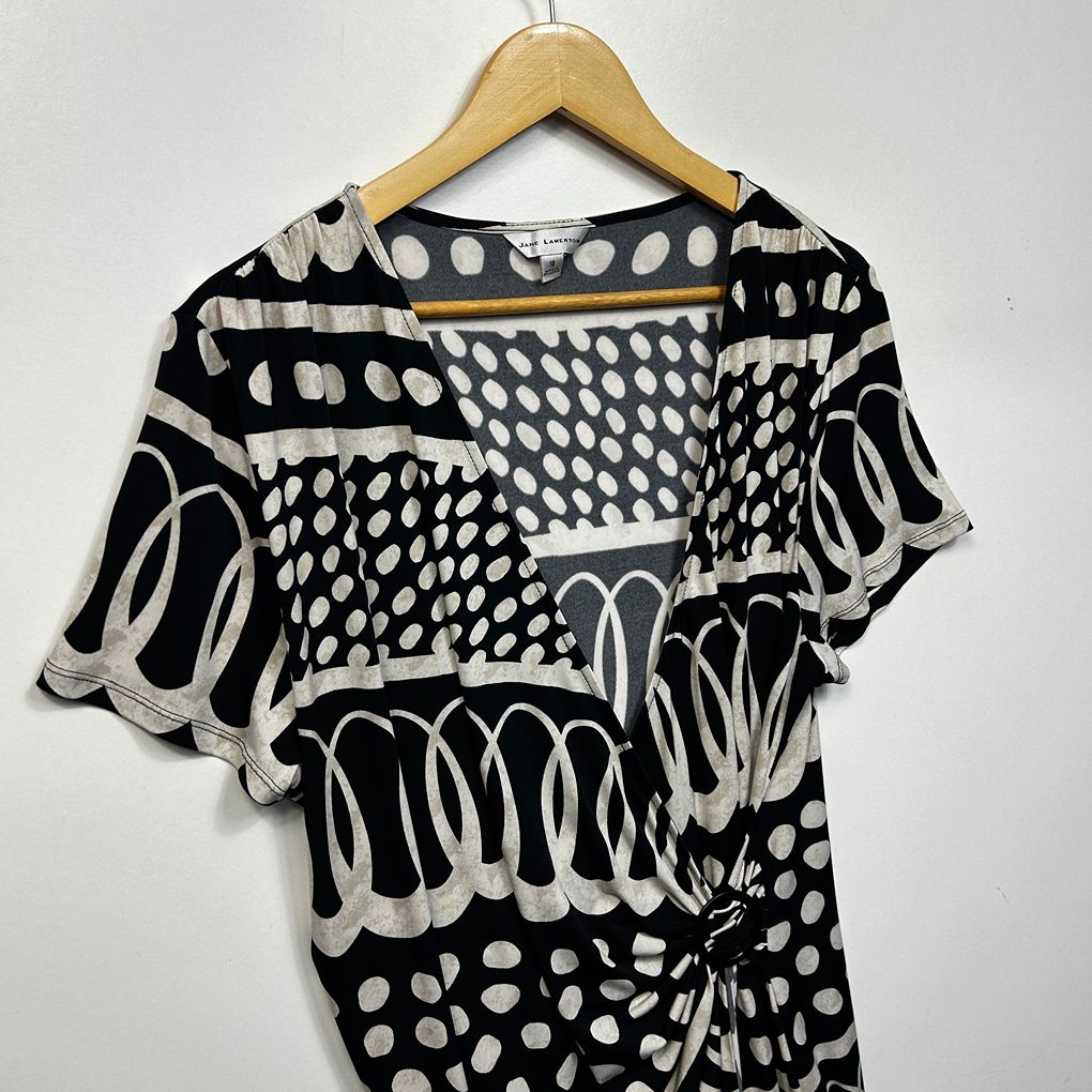 Jane Lamerton Black Plus Size Faux Wrap Dress - Size 18