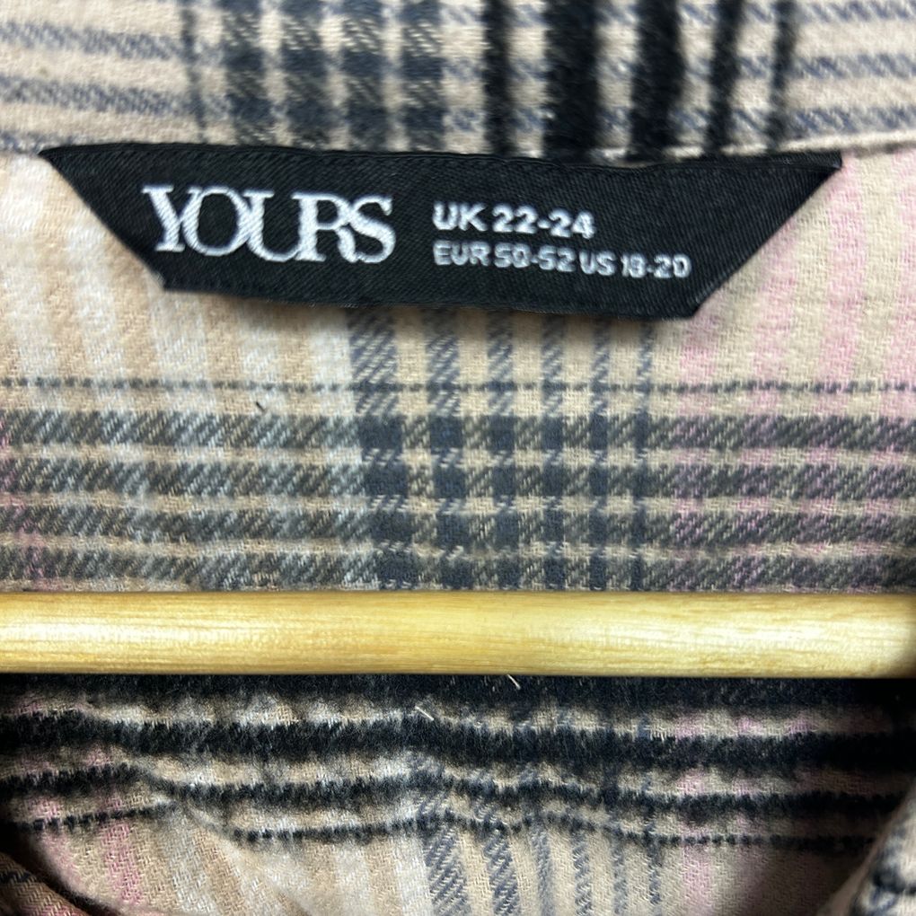 Yours Pink Check Cotton Shirt - Size 22-24