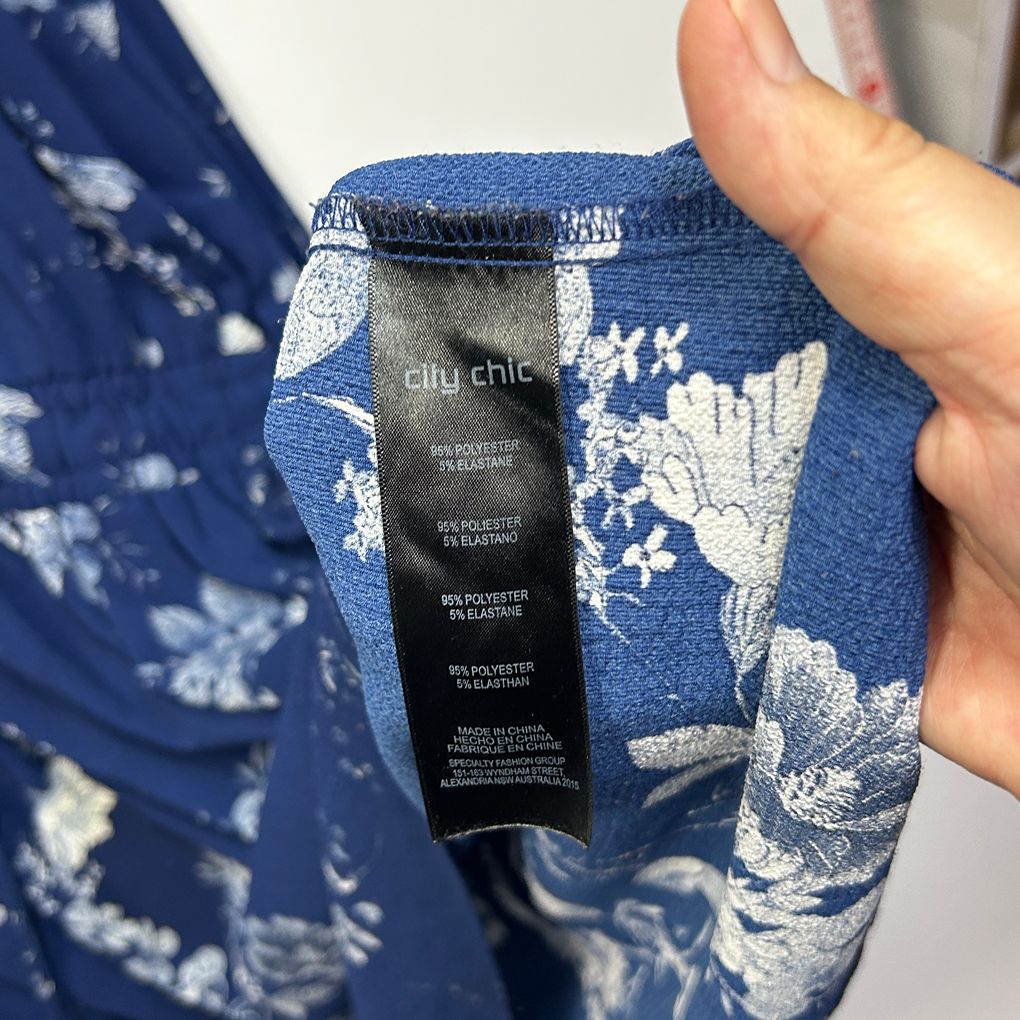 City Chic Blue Plus Size Floral Dress - Size S/16