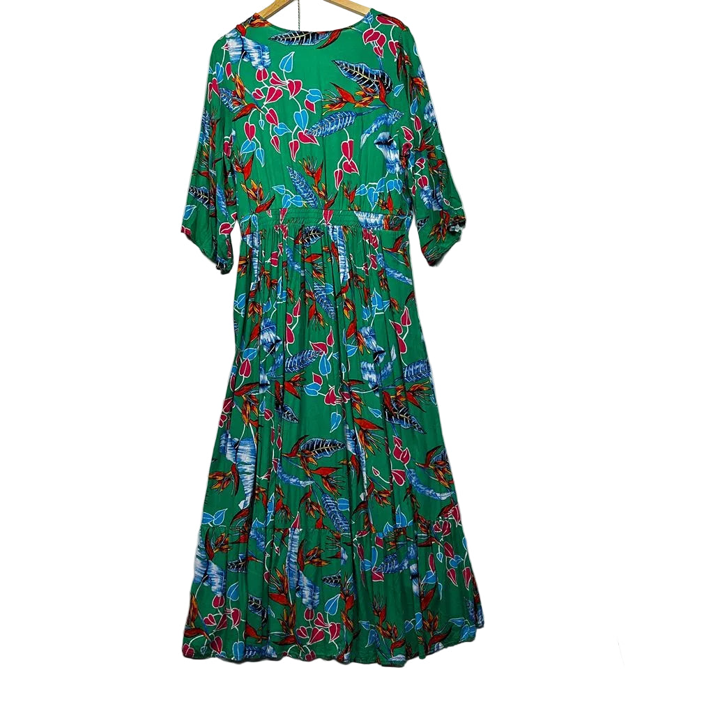 Katies Green Floral Maxi Dress - Size 18