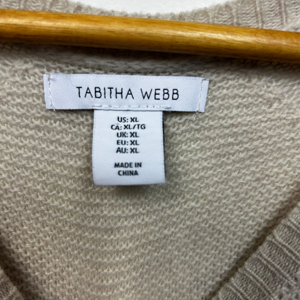 Tabitha Webb Beige Lambswool Cable Knit Cardigan - Size XL