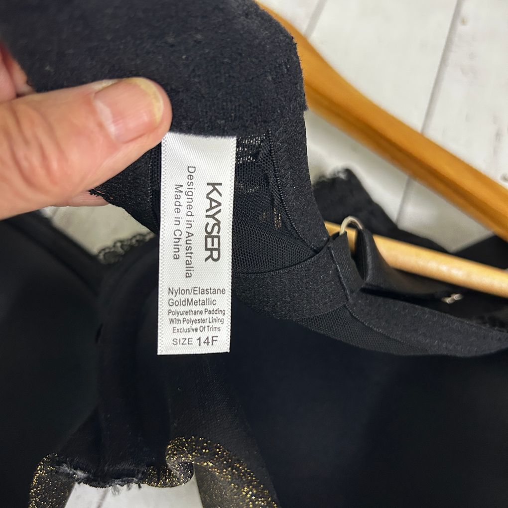 Kayser Black Bra - Size 14F