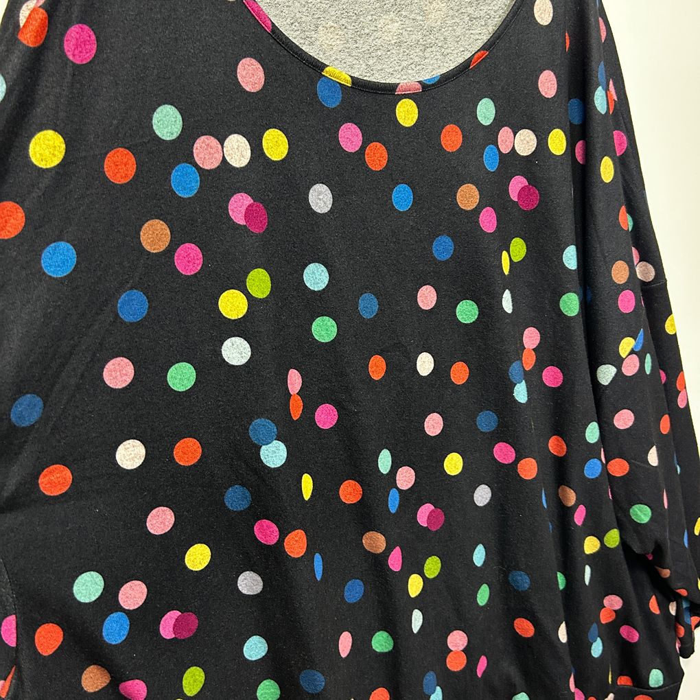 Bloomchic Black Plus Size Spot Long Sleeve Top - Size 30-34