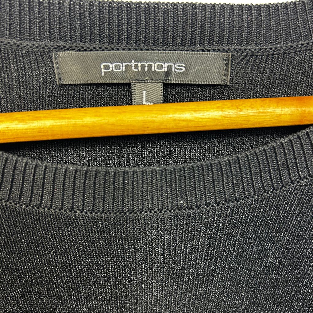Portmans Black Knit Long Sleeve Top - Size L