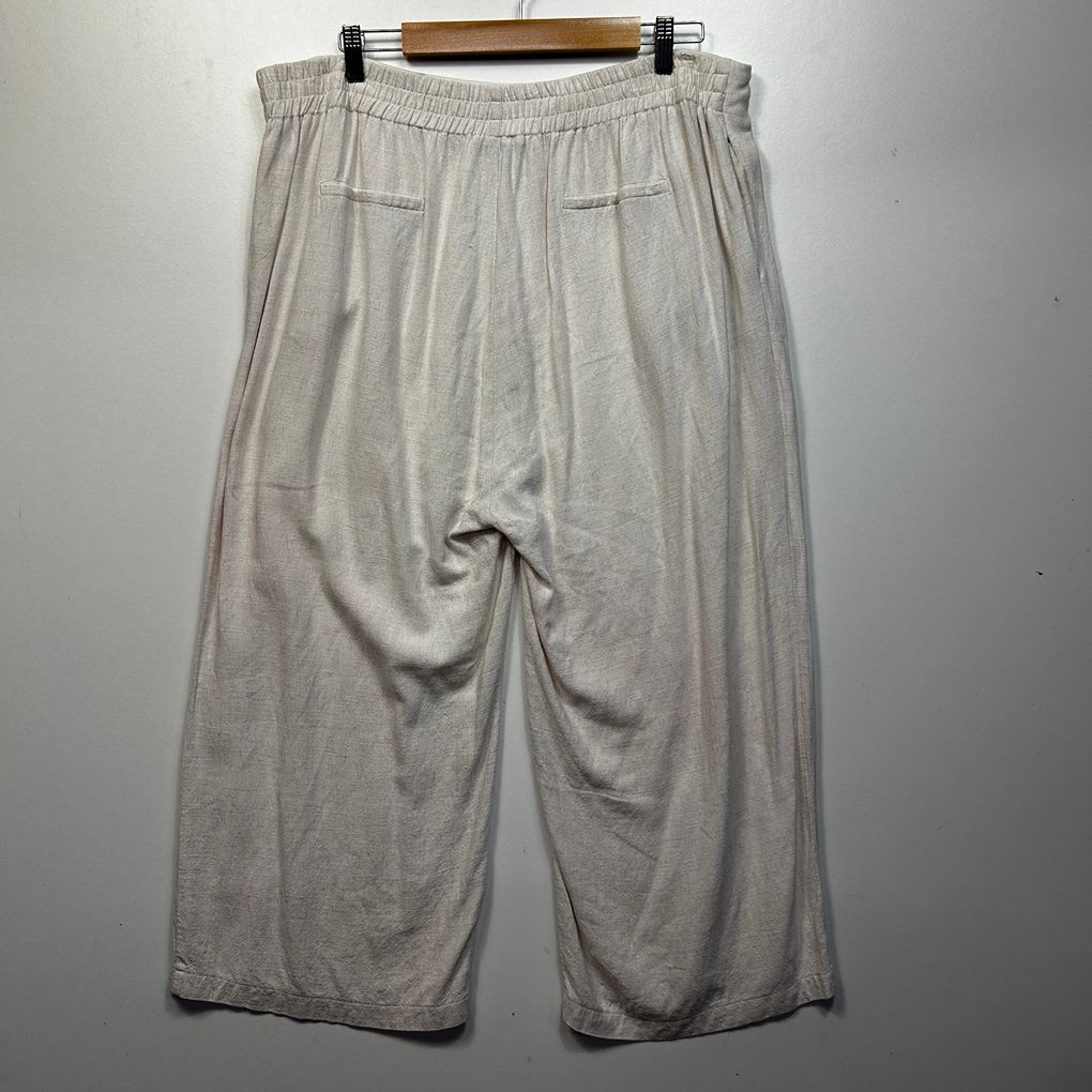 Caroline Morgan Oatmeal Linen Pants - Size 16