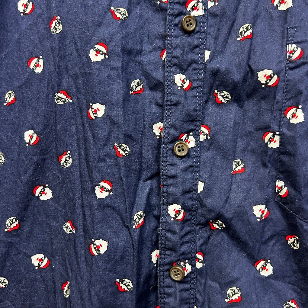 Joe & Co Navy Santa Christmas Cotton Mens Shirt - Size 7XL