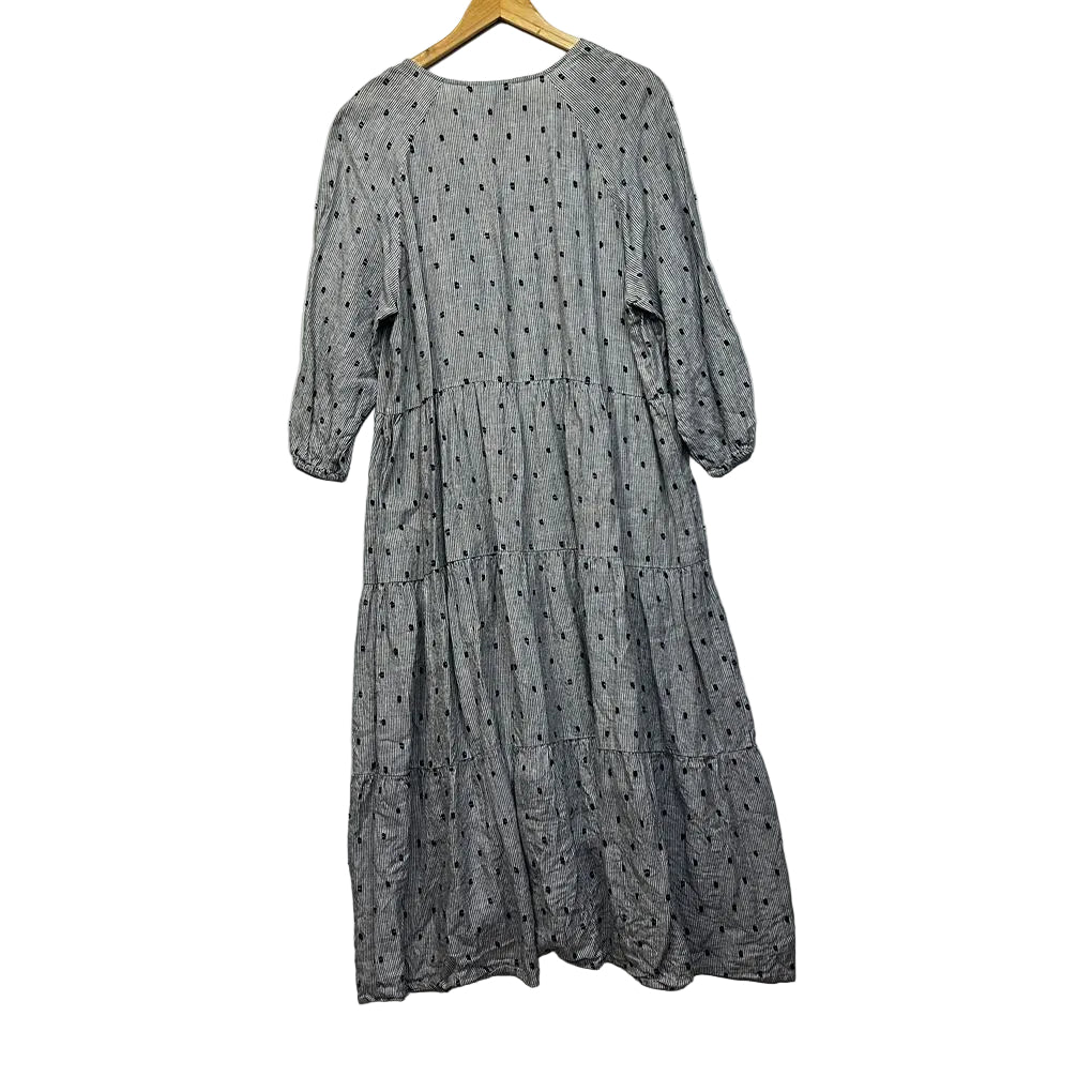 Blue Illusion Grey Striped Linen Dress - Size 2L