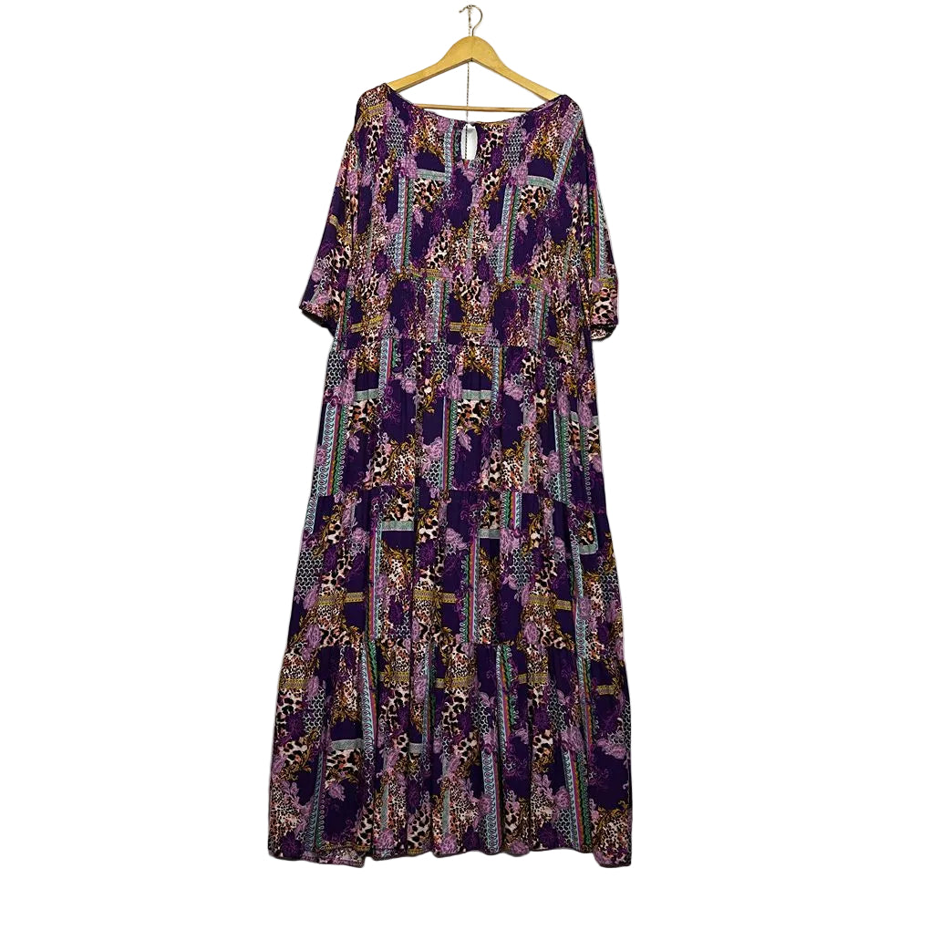 Purple Patchwork Paisley Maxi Dress - Size 22-24