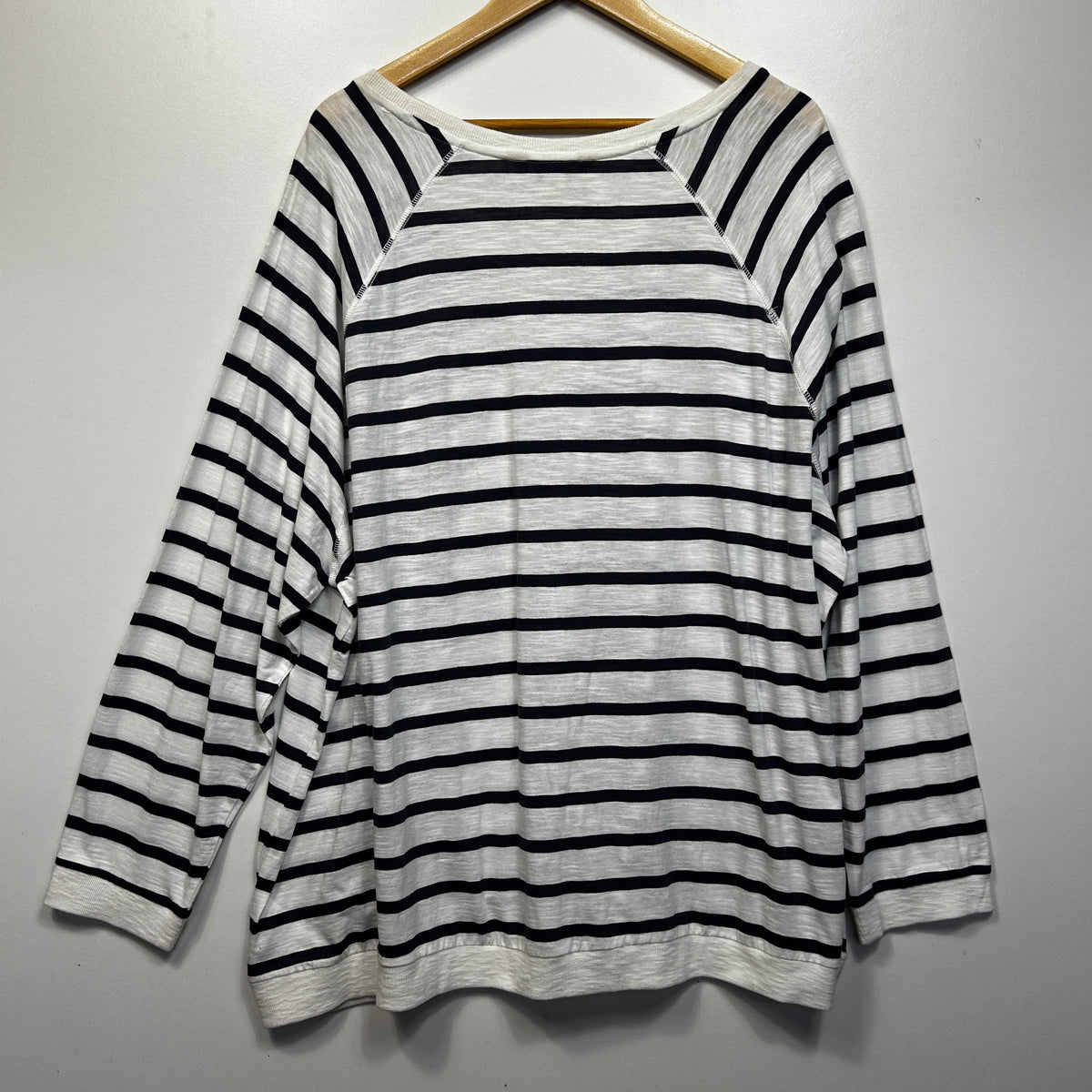 Beme White Striped Plus Size Cotton Top - Size XL/22