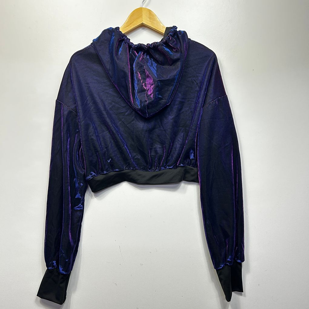 Shein Purple Cropped Hooded Bomber Jacket - Size XL