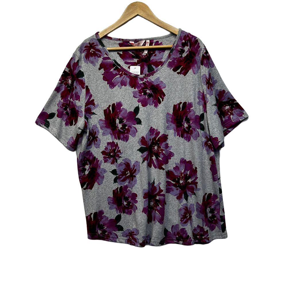 Millers Grey Purple Floral Top - Size 22