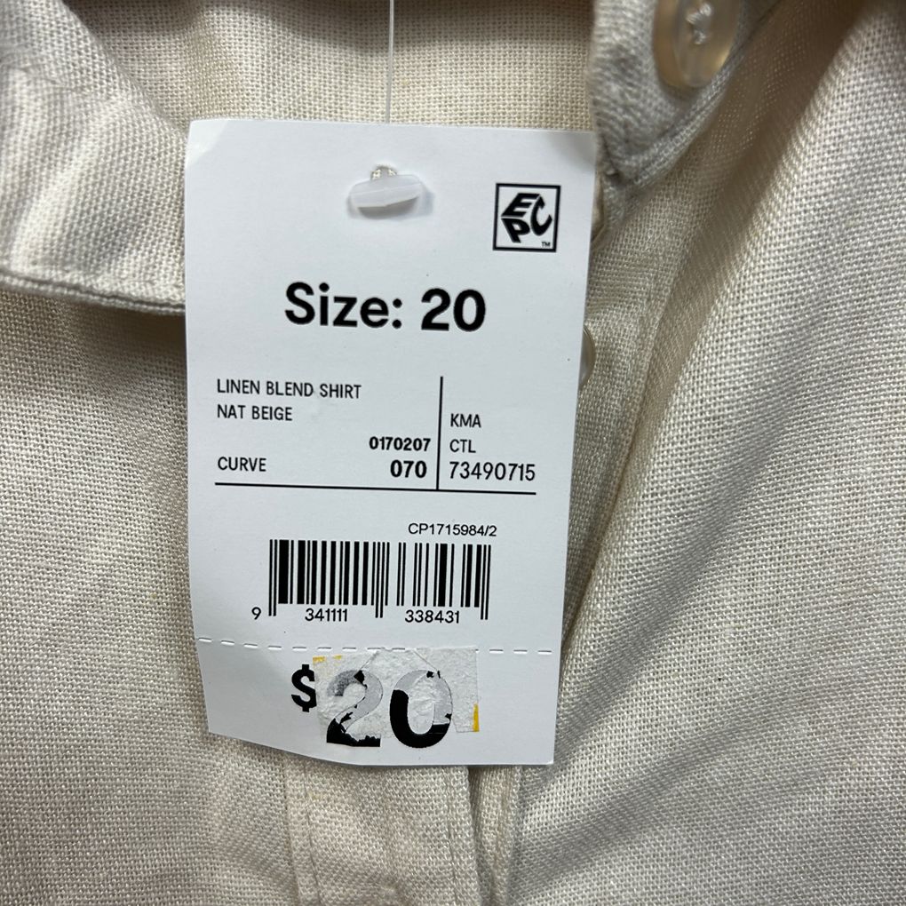 Anko Beige Linen Shirt - Size 20