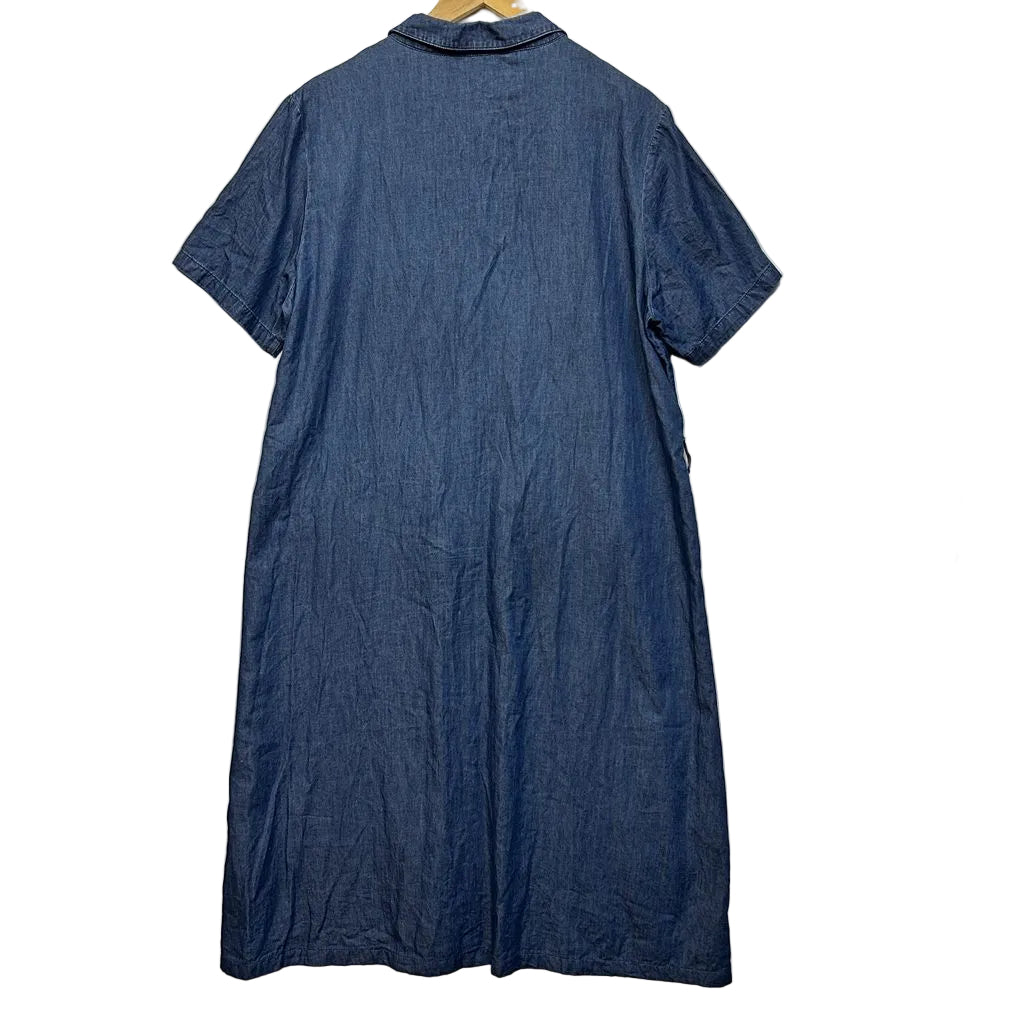 Black Pepper Blue Chambray Cotton Shirt Dress - Size 16