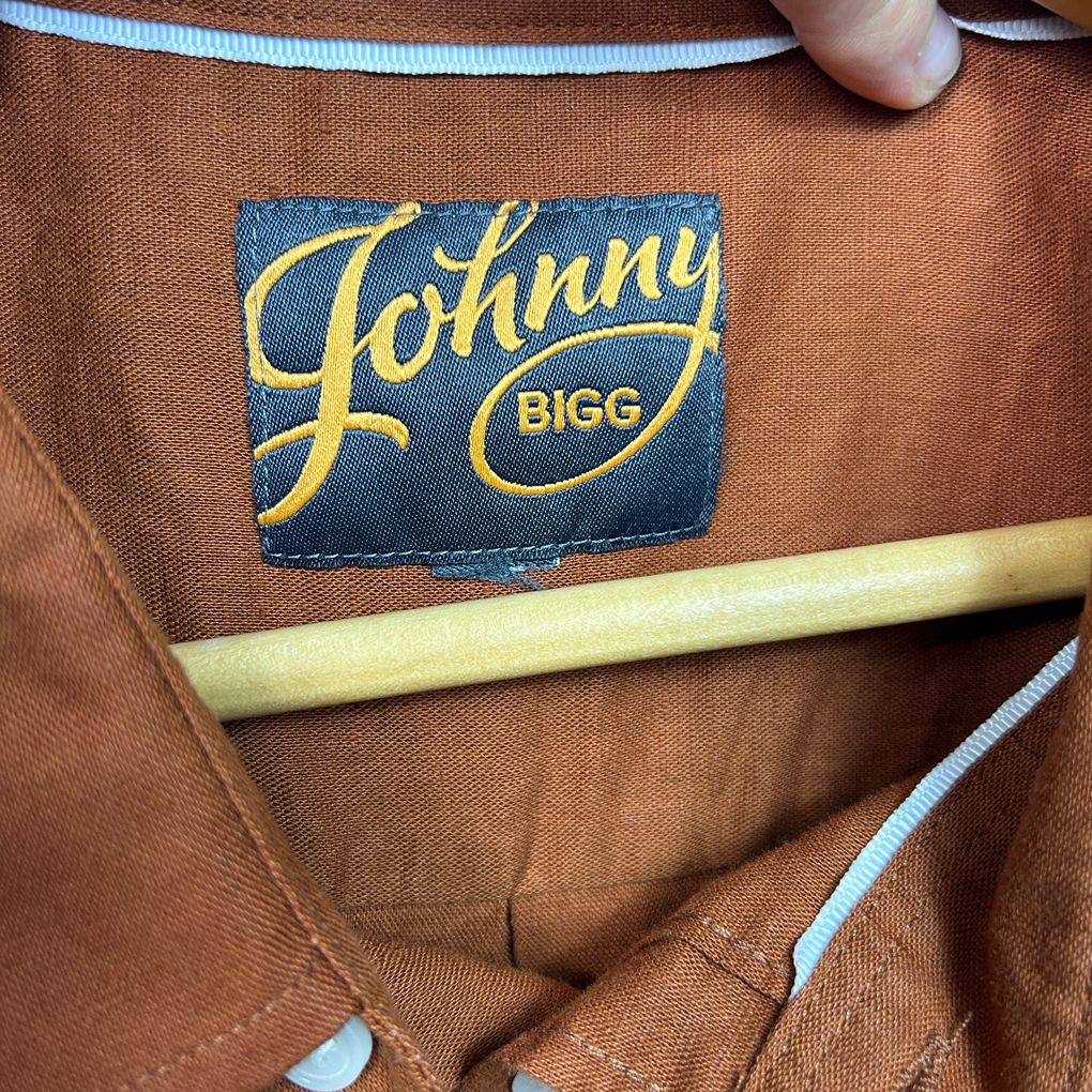 Johnny Bigg Rust Long Sleeve Linen Mens Shirt - Size 4xl/5XL?