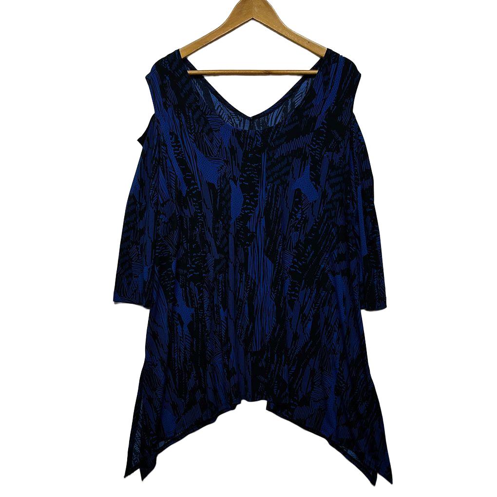 Taking Shape Blue Print Tunic Top - Size S/16