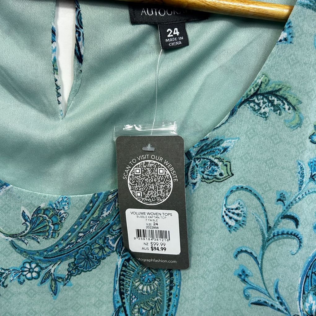 Autograph Aqua Paisley Top - Size 24