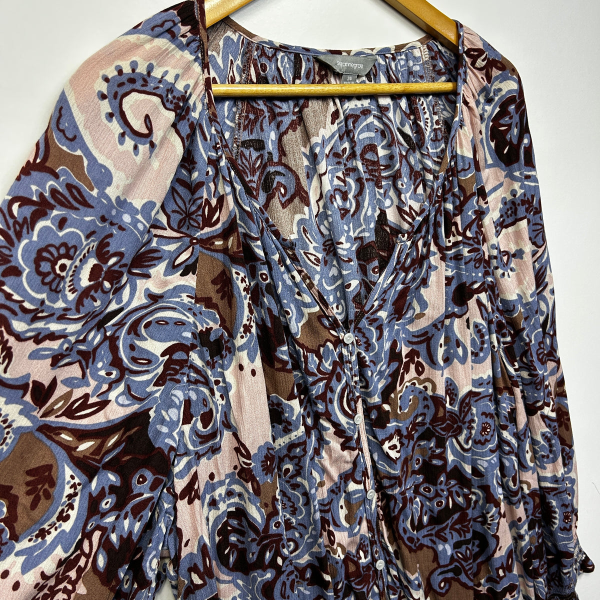 Suzanne Grae Blue Paisley Plus Size Top - Size 24