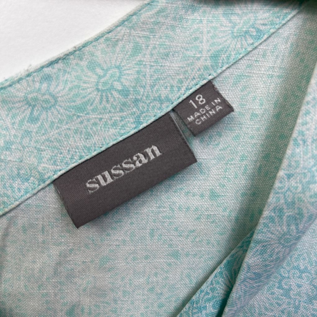 Sussan Mint Linen Dress with Pockets - Size 18