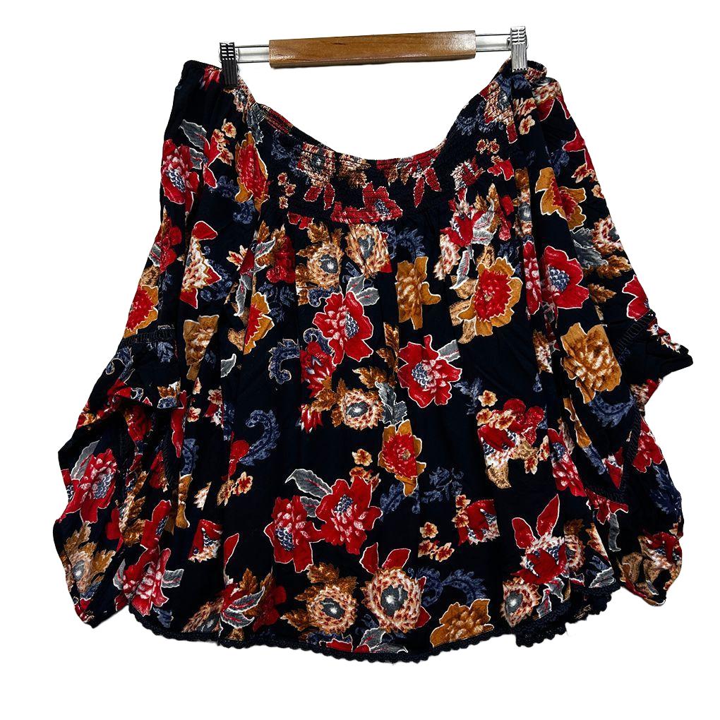 Crossroads Black Floral Off The Shoulder Top - Size 22