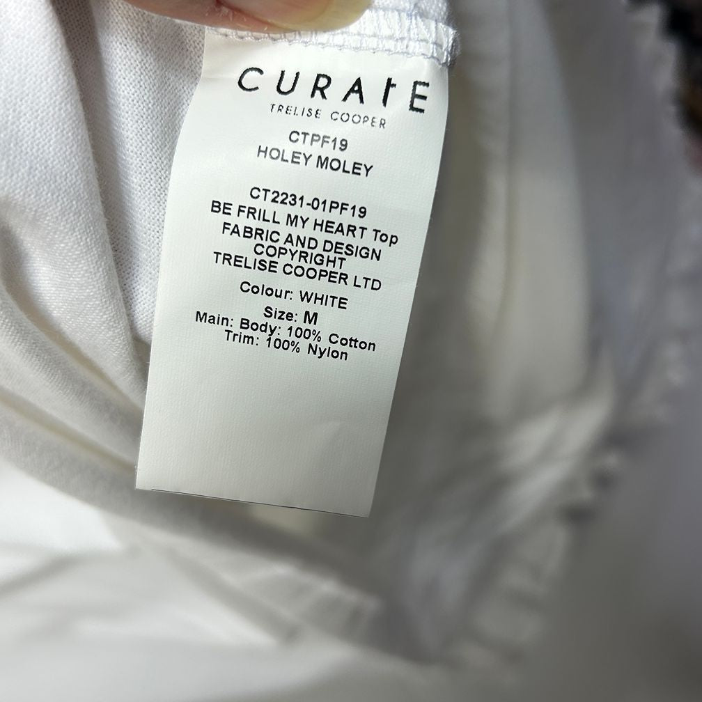 Curate Treslie Cooper White Cotton Frill Top - Size M ebay