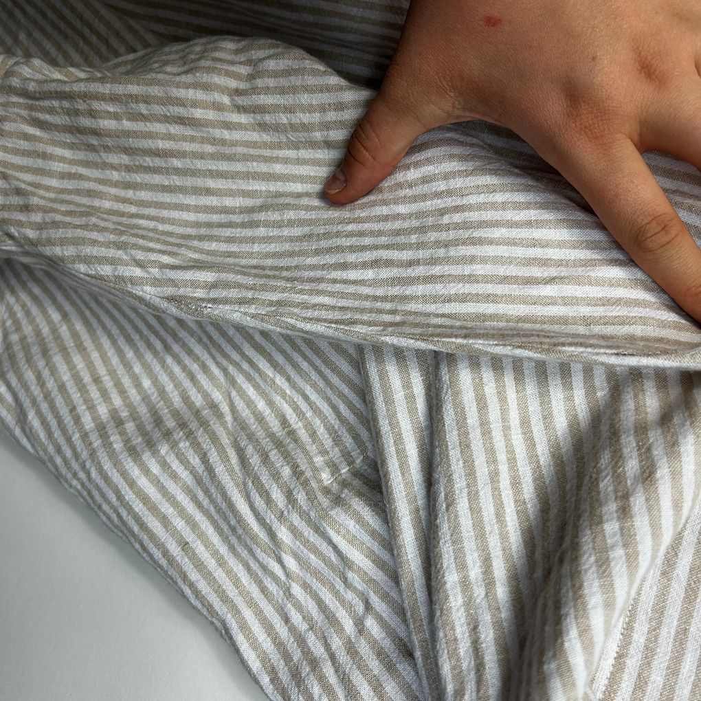 Avella Beige Striped Linen Shirt - Size 24