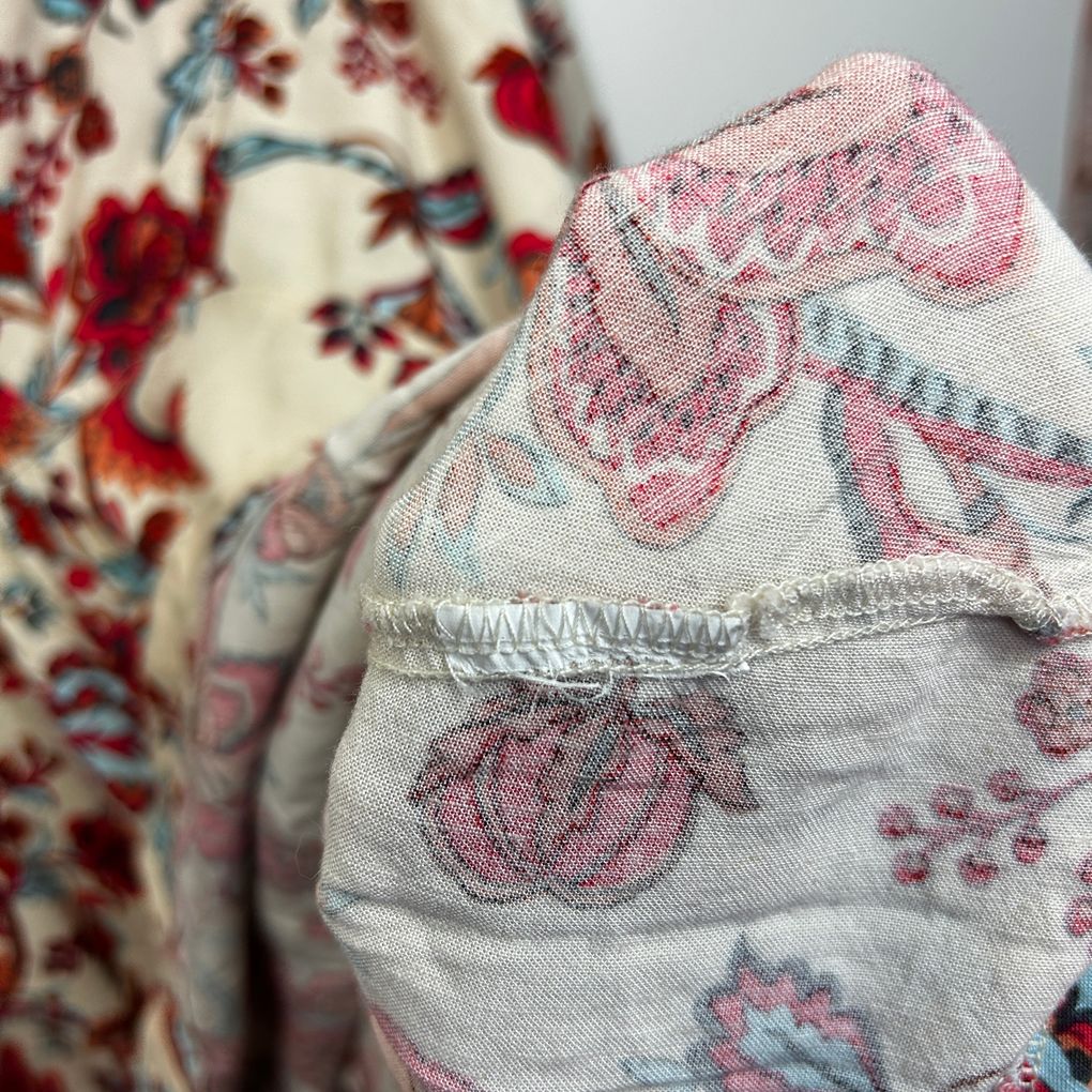 Rockmans Cream Linen Floral Top - Size 16