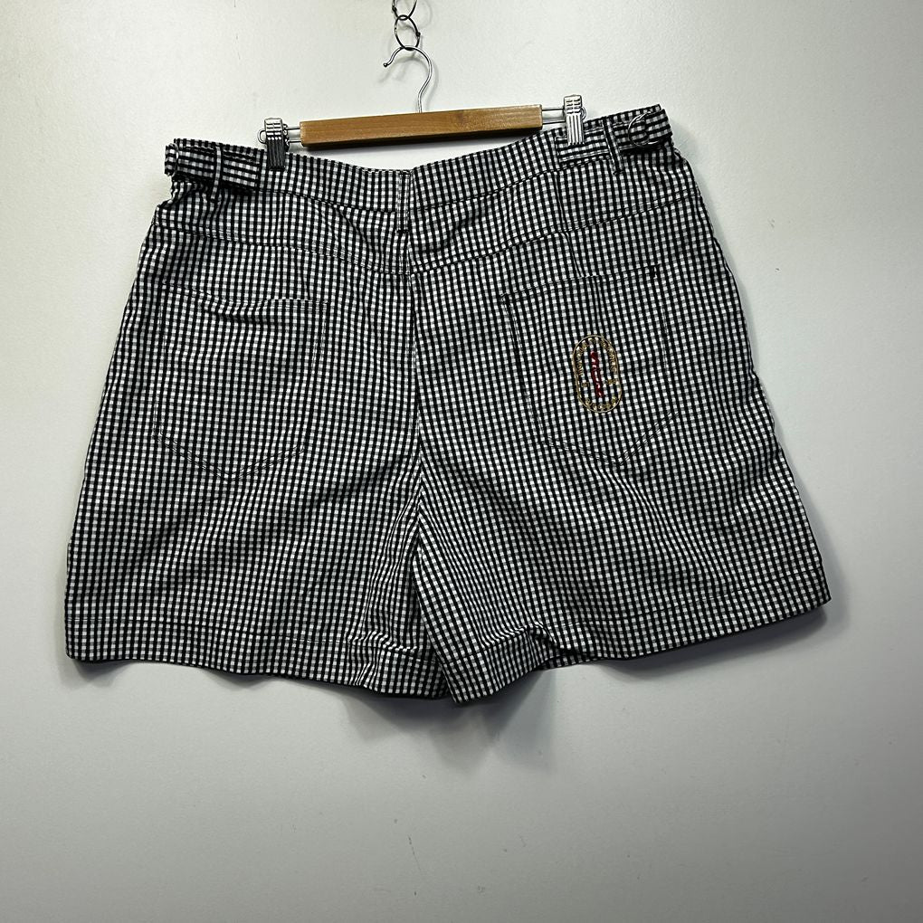Sük Workwear Black and White Check Cotton Shorts - Size 20
