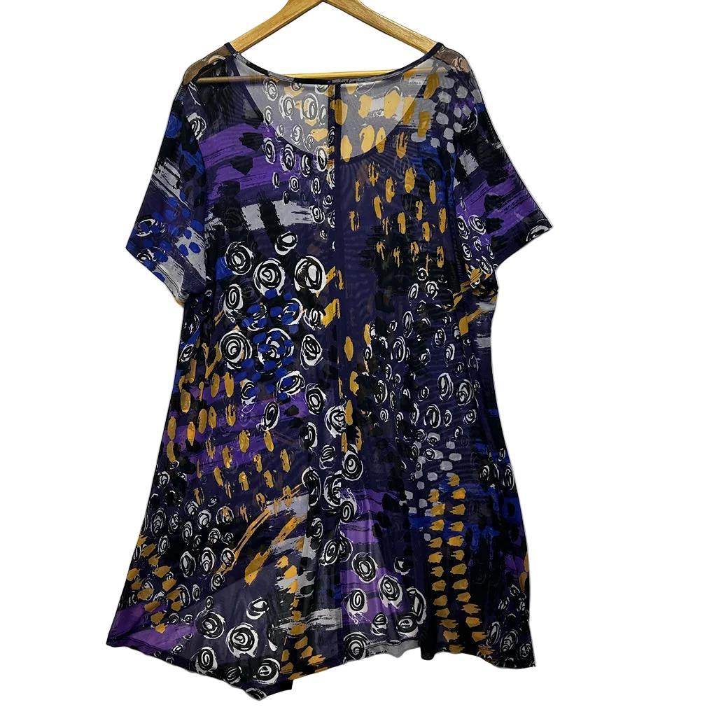 Taking Shape Multicoloured Sheer Mesh Tunic Top - Size 20/L
