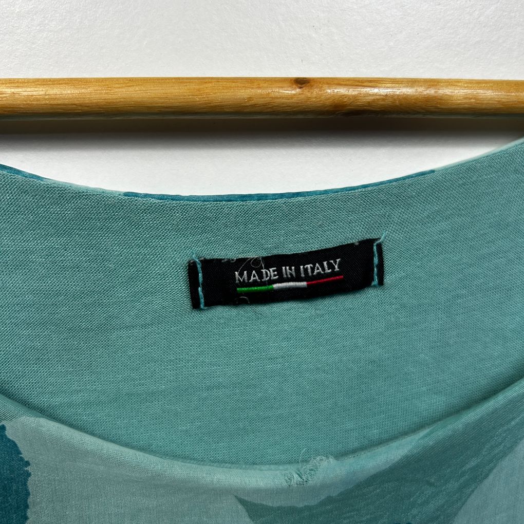 Italian Teal Silk Blend Spot Top - One Size (small fault)