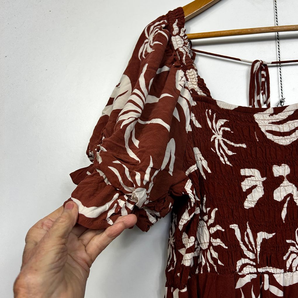 Henry Oscar Rust Floral Plus Size Dress - Size 22-26