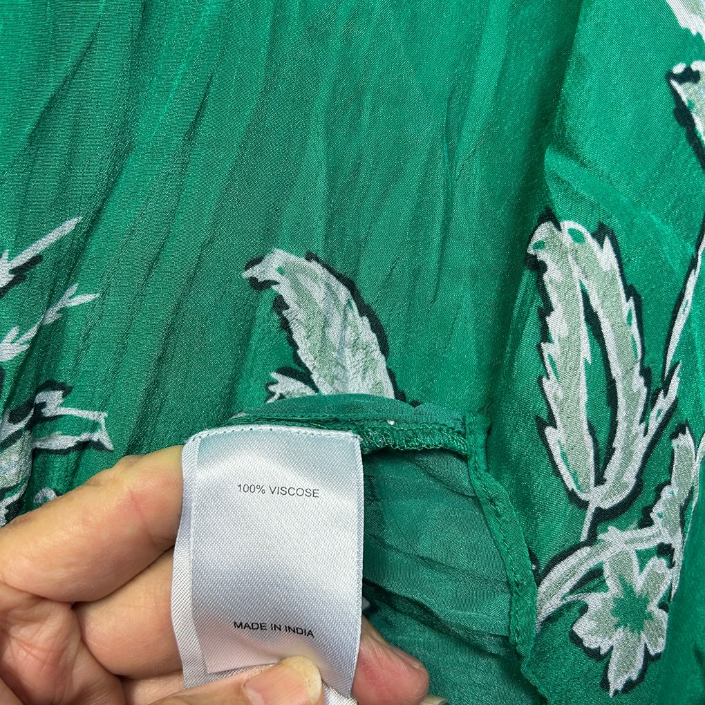 Taking Shape Green Print Kaftan Top - Size 22-24