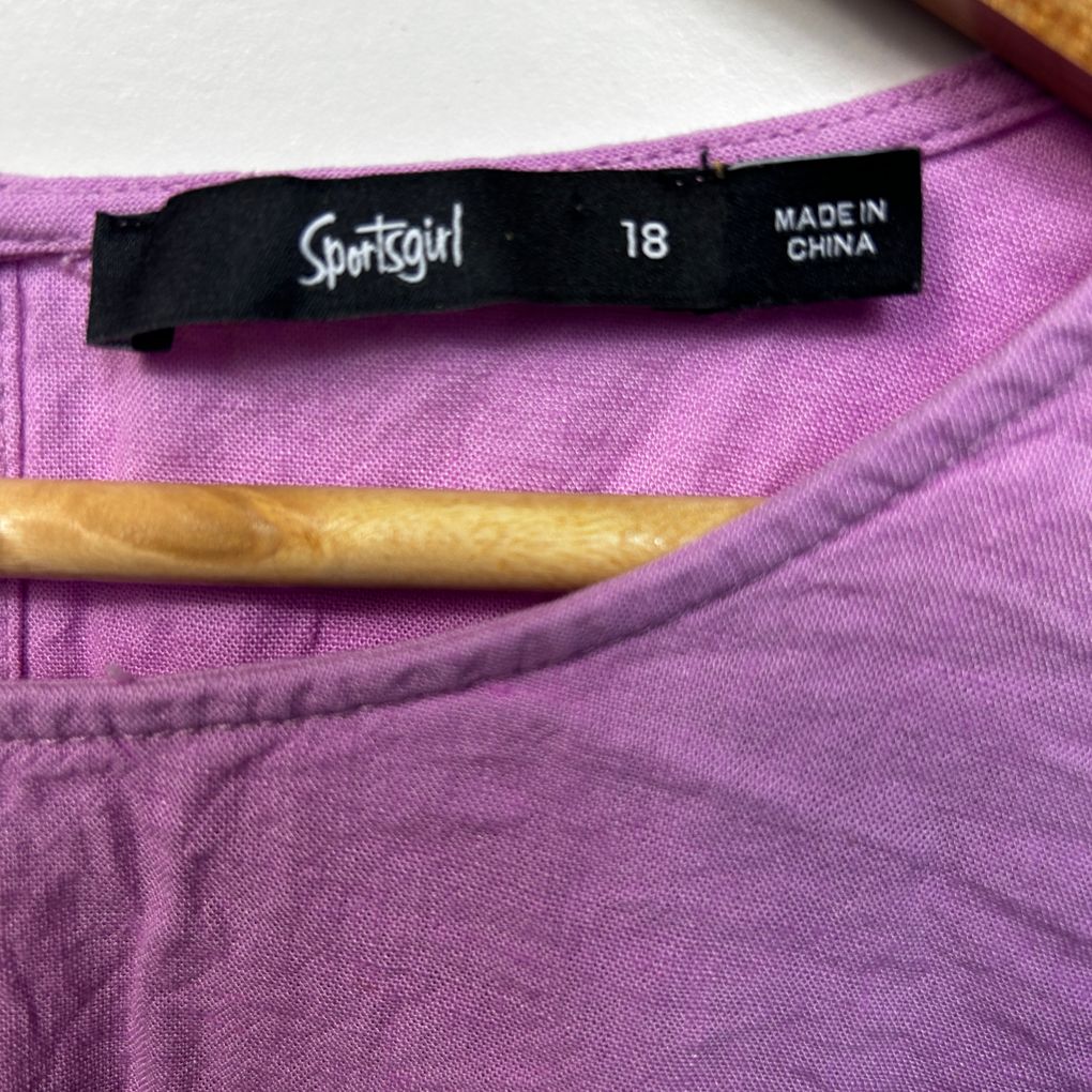 Sportsgirl Purple Linen Cropped Top - Size 18