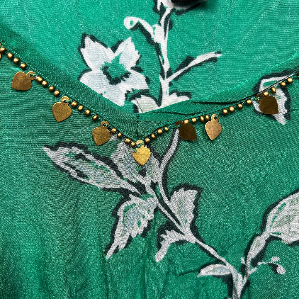 Taking Shape Green Print Kaftan Top - Size 22-24